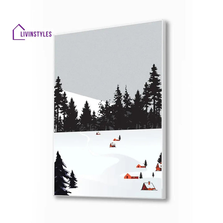 Winter Wonderland Canvas Wall Art Print Painting 16 X 20 Inch / White Floating Frame