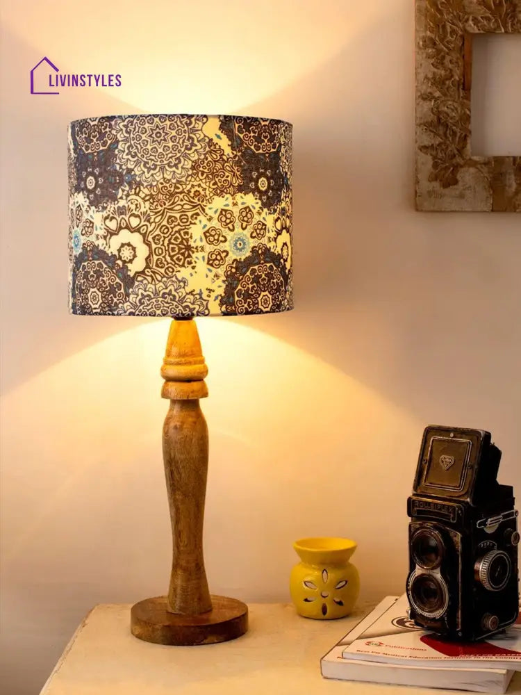 Wooden Batik Print Lamp