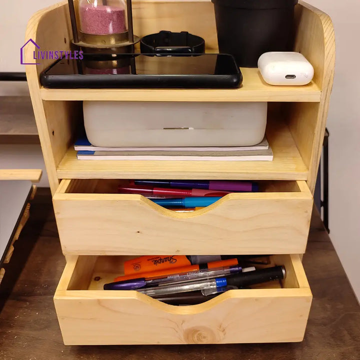 Wooden Desk Organiser 4 Organizers