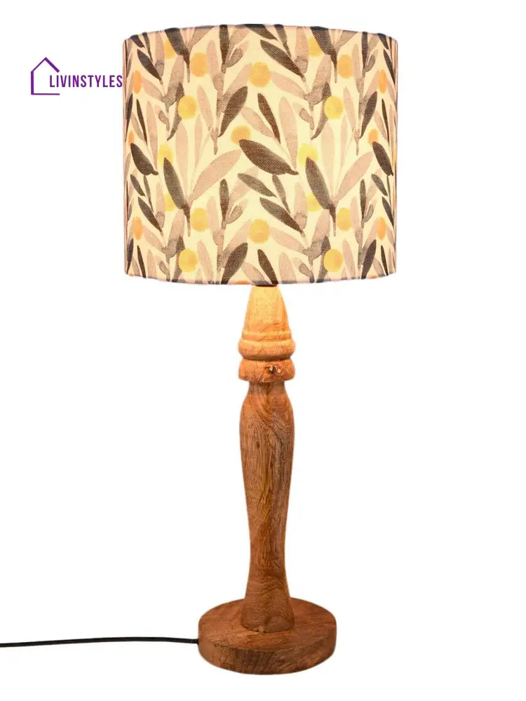 Wooden Leafy Print Lamp