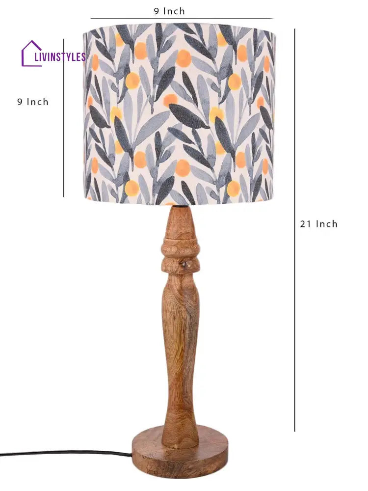 Wooden Leafy Print Lamp