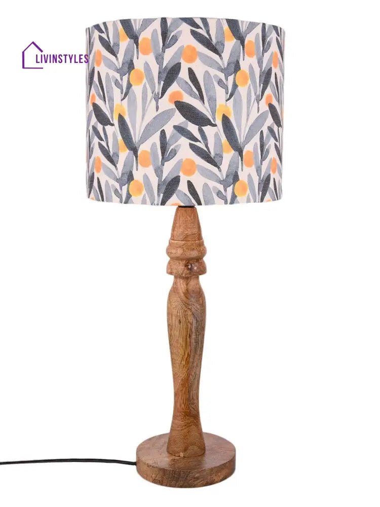 Wooden Leafy Print Lamp