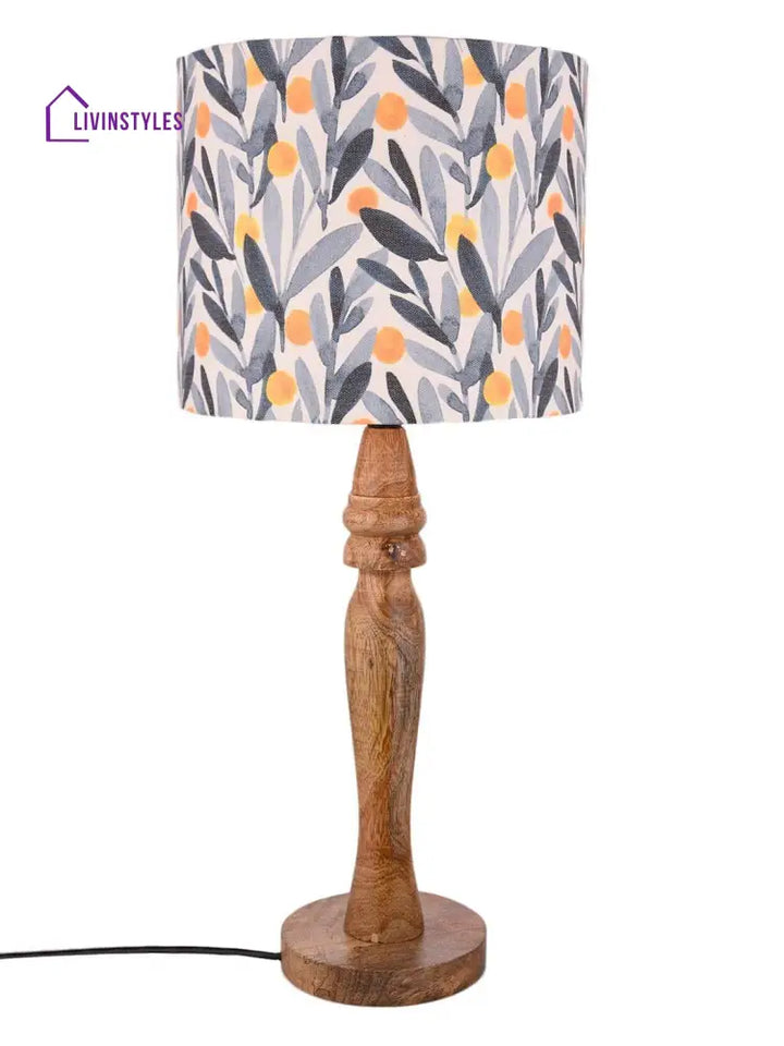 Wooden Leafy Print Lamp