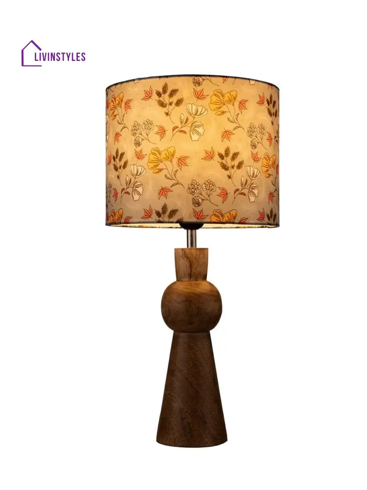 Wooden Skirt Lamp With Multicolor Gardenia Shade Table