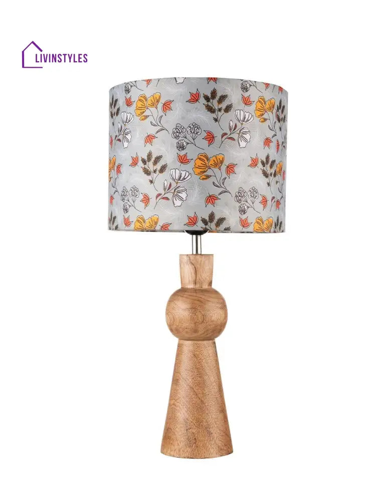 Wooden Skirt Lamp With Multicolor Gardenia Shade Table