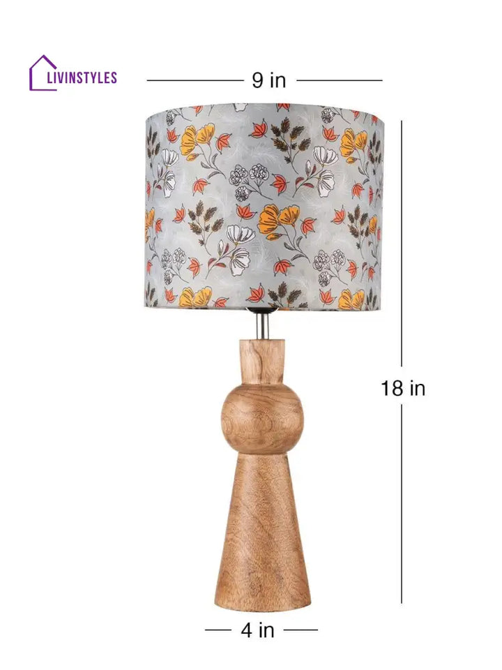 Wooden Skirt Lamp With Multicolor Gardenia Shade Table