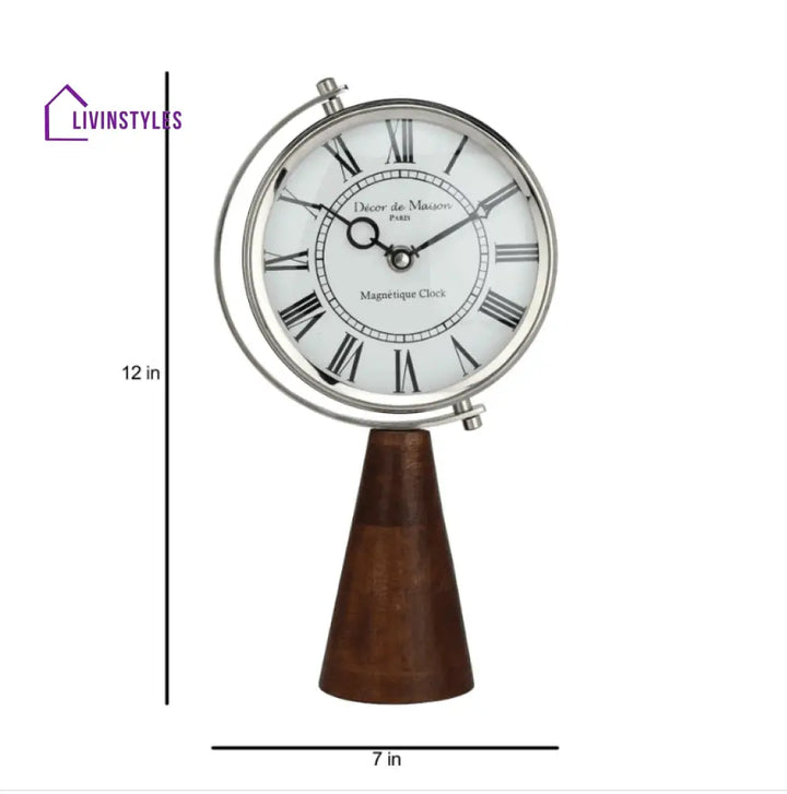 Wood’s Pedestal Clock In Reflective Silver