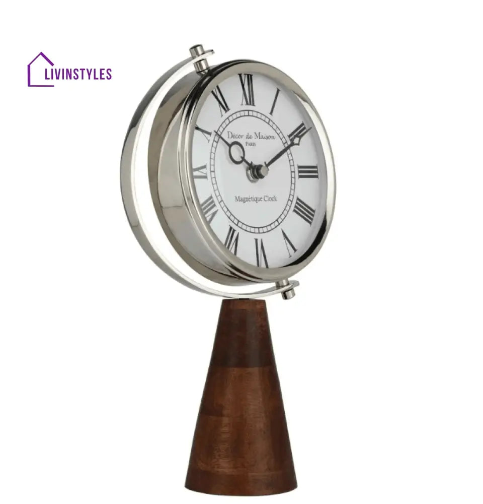 Wood’s Pedestal Clock In Reflective Silver