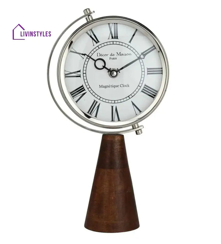 Wood’s Pedestal Clock In Reflective Silver