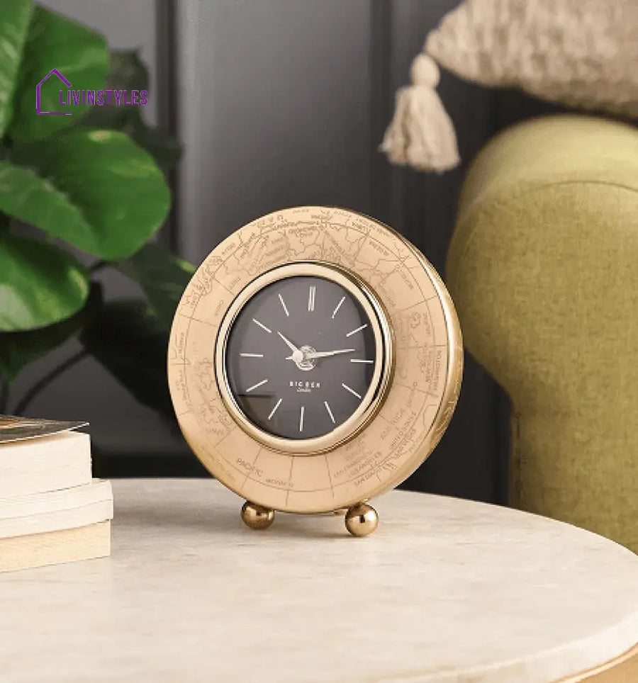 World Clock In Gold Finish