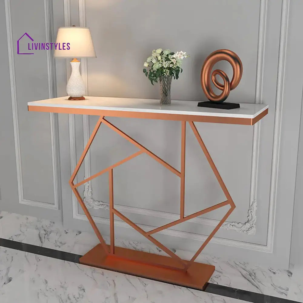 Yash Contemporary Metal Console Table In Hexagonal Design End Tables