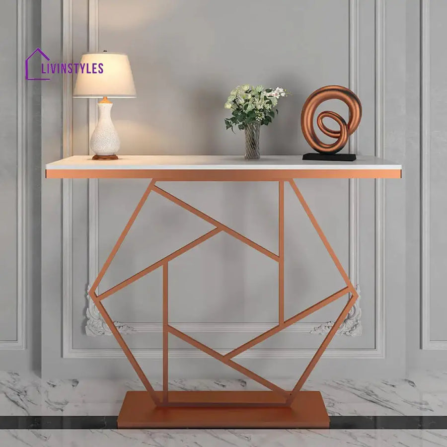 Yash Contemporary Metal Console Table In Hexagonal Design End Tables