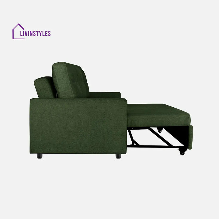 Yeremey Sap Green Fabric Sofa cum Bed