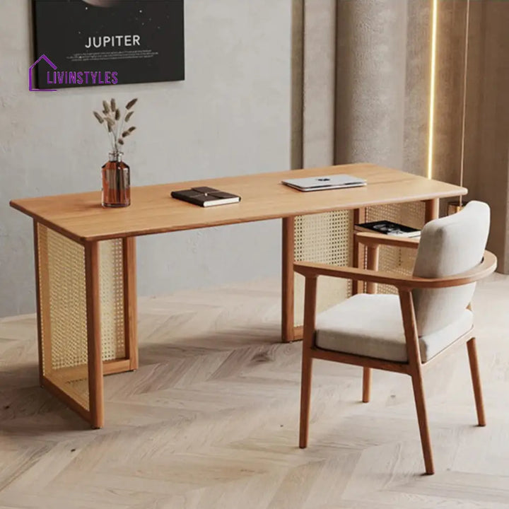 Yurana Solid Wood and Cane Work Study Table