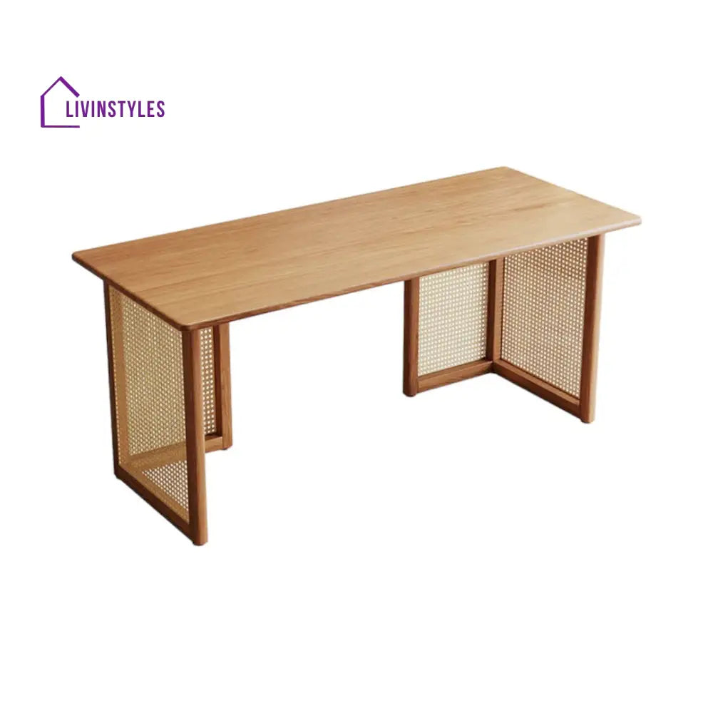 Yurana Solid Wood and Cane Work Study Table