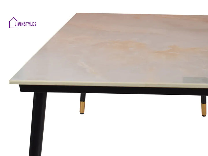 Zahra Marble Dining Table With Powder Coated Metal Frame