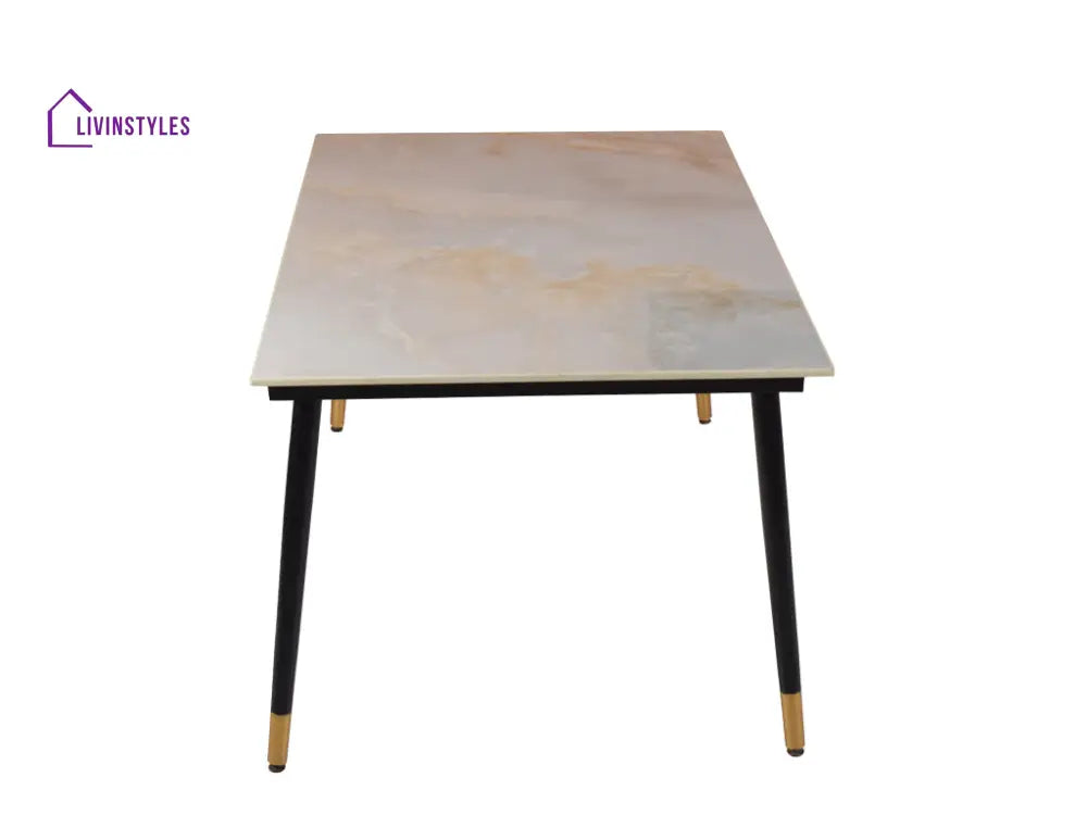 Zahra Marble Dining Table With Powder Coated Metal Frame