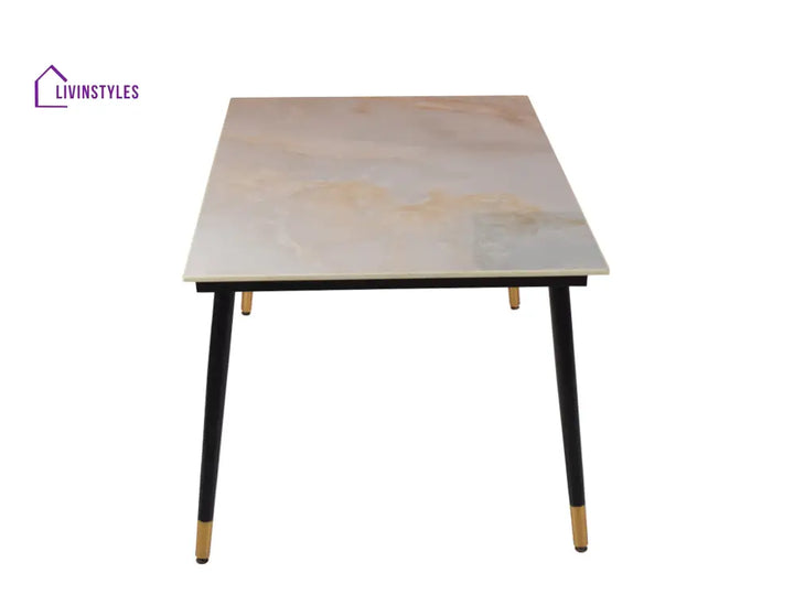 Zahra Marble Dining Table With Powder Coated Metal Frame