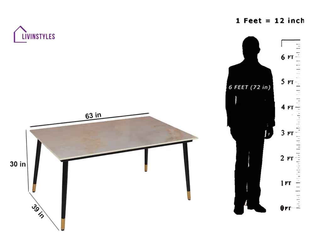 Zahra Marble Dining Table With Powder Coated Metal Frame