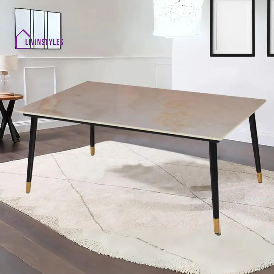 Zahra Marble Dining Table With Powder Coated Metal Frame