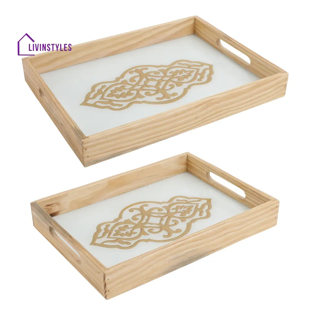 Zamora White Embossed Glass Tray Tray