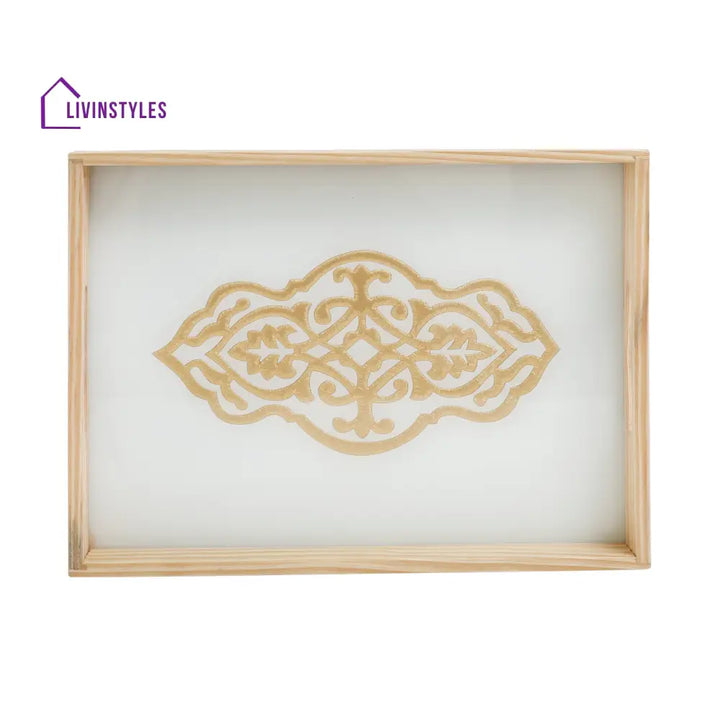 Zamora White Embossed Glass Tray Tray