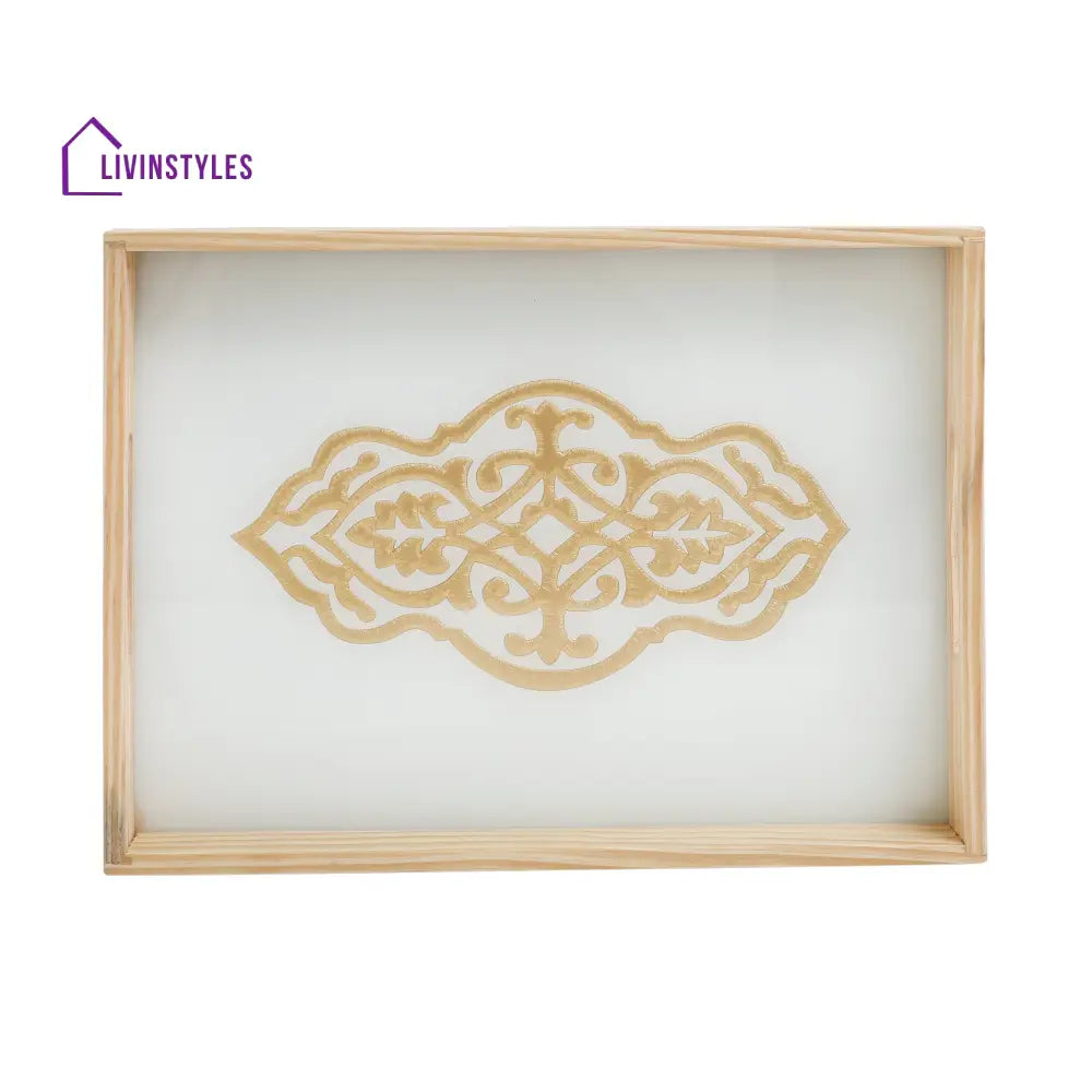 Zamora White Embossed Glass Tray - Small Size Trey