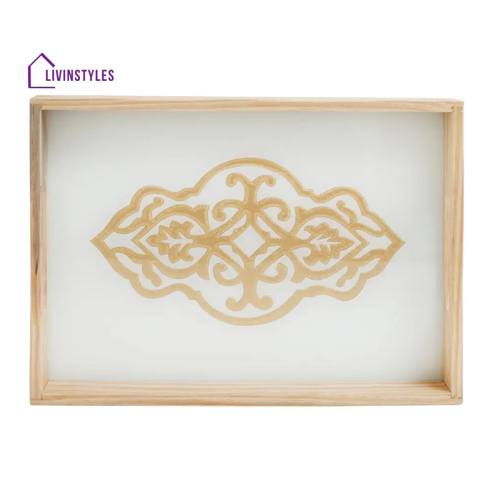 Zamora White Embossed Glass Tray - Small Size Trey