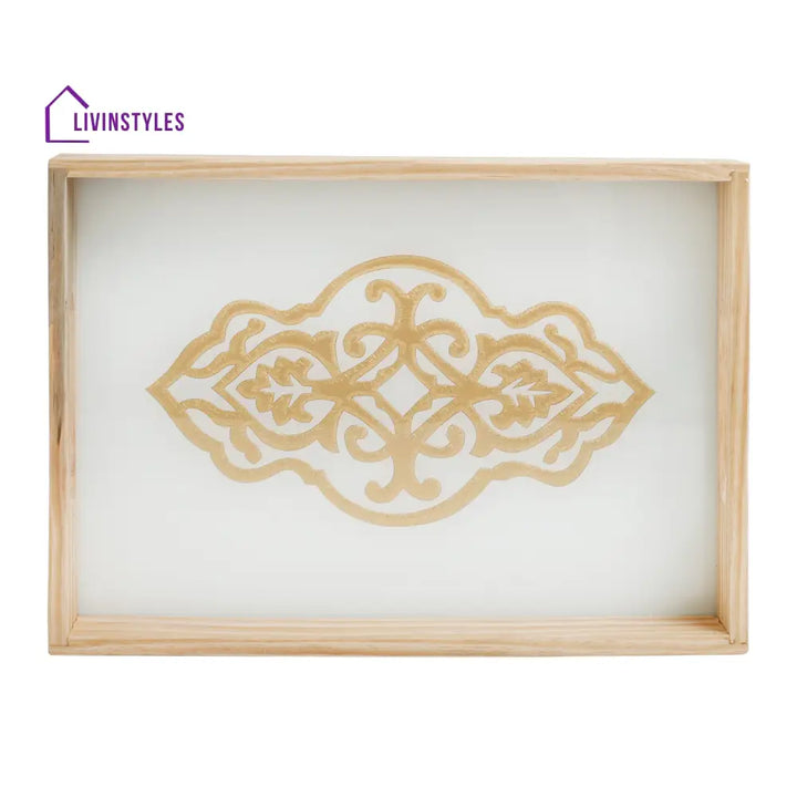 Zamora White Embossed Glass Tray - Small Size Trey