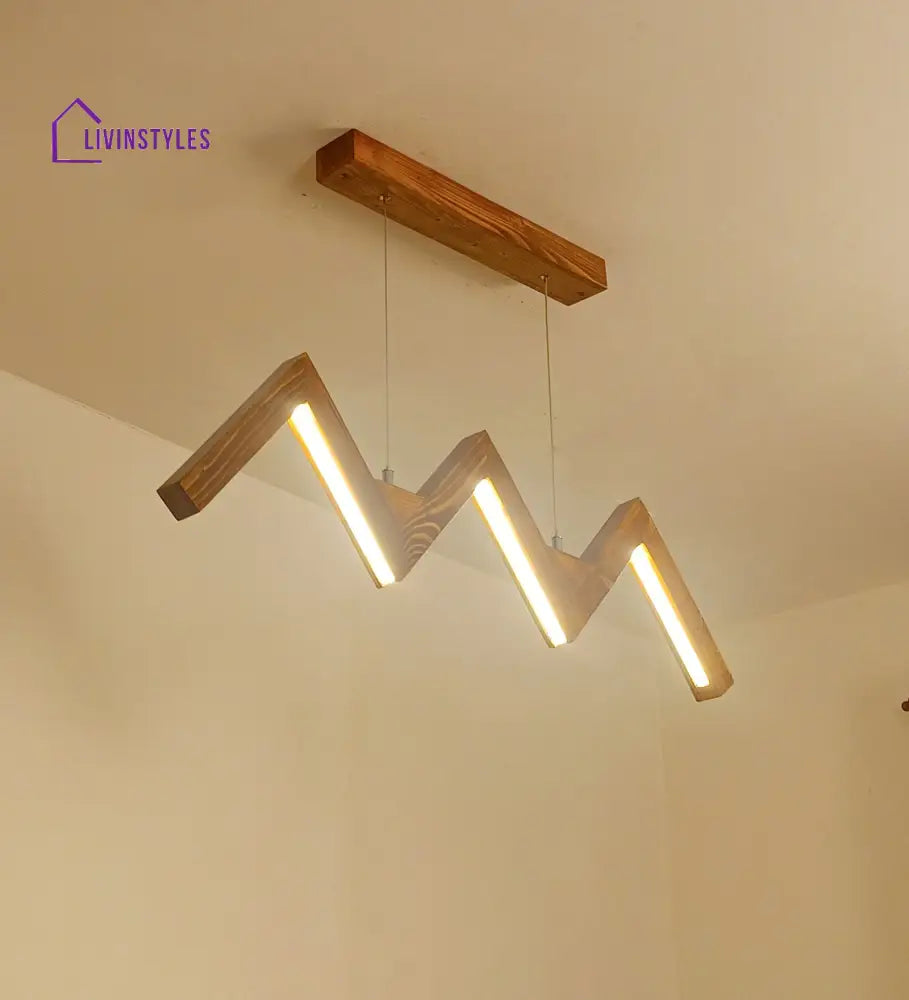 Zigzag 36 Brown Wooden Led Hanging Lamp Lamps