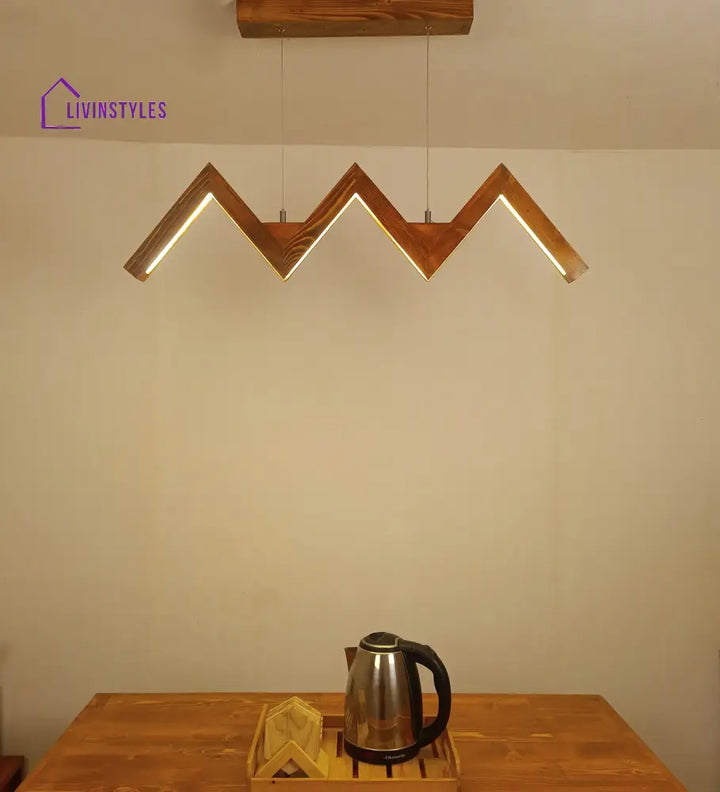 Zigzag 36 Brown Wooden Led Hanging Lamp Lamps