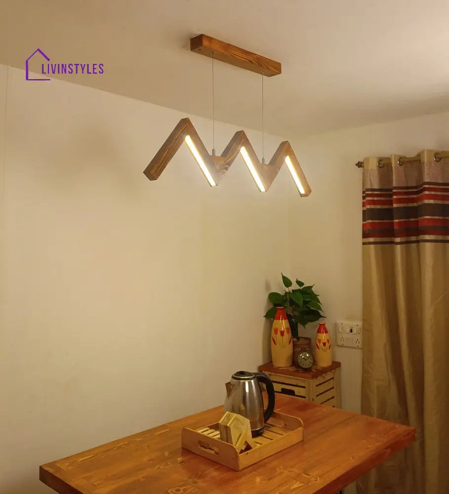 Zigzag 36 Brown Wooden Led Hanging Lamp Lamps