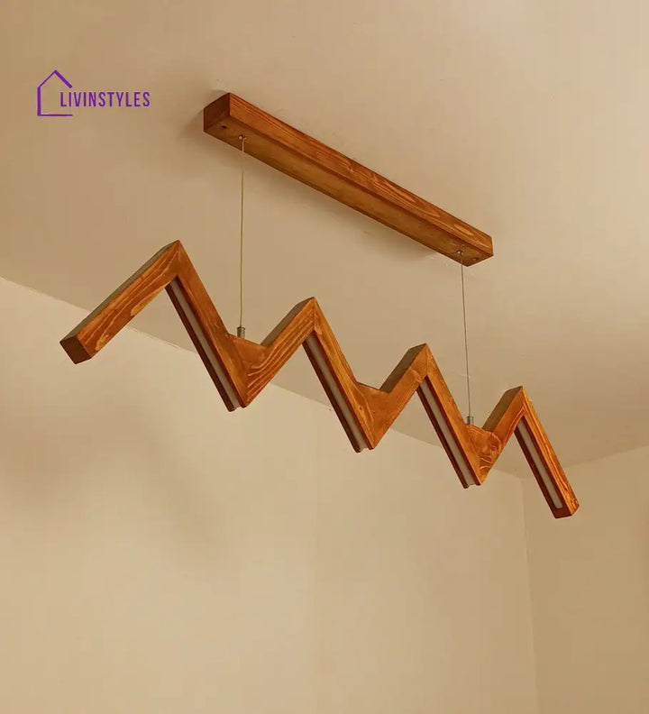 Zigzag 48 Brown Wooden Led Hanging Lamp Lamps