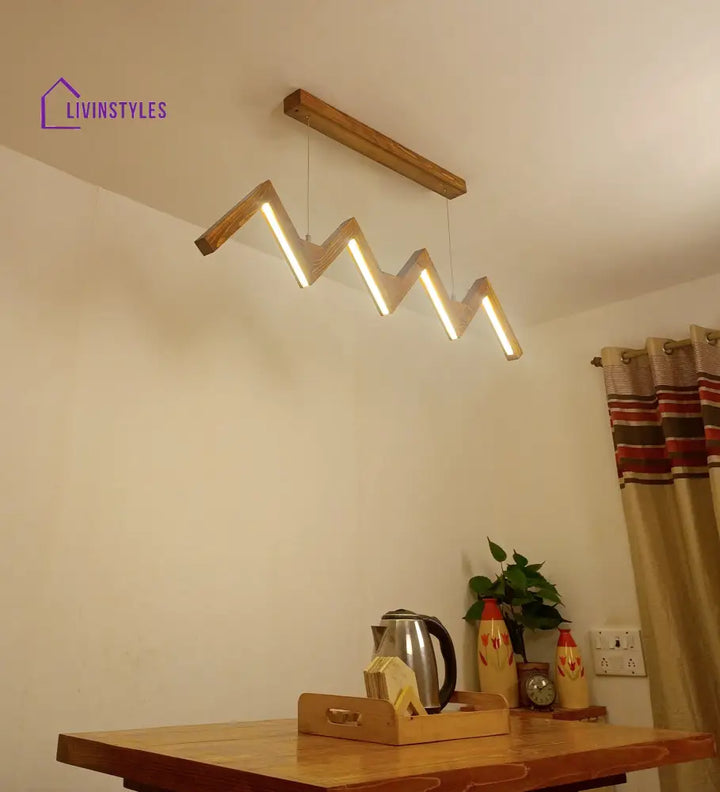 Zigzag 48 Brown Wooden Led Hanging Lamp Lamps