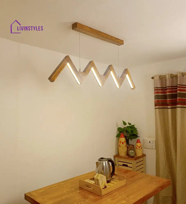 Zigzag 48 Brown Wooden Led Hanging Lamp Lamps