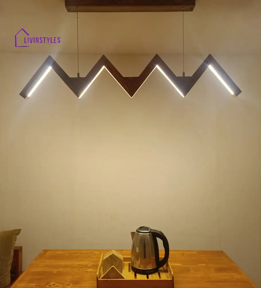 Zigzag 48 Brown Wooden Led Hanging Lamp Lamps