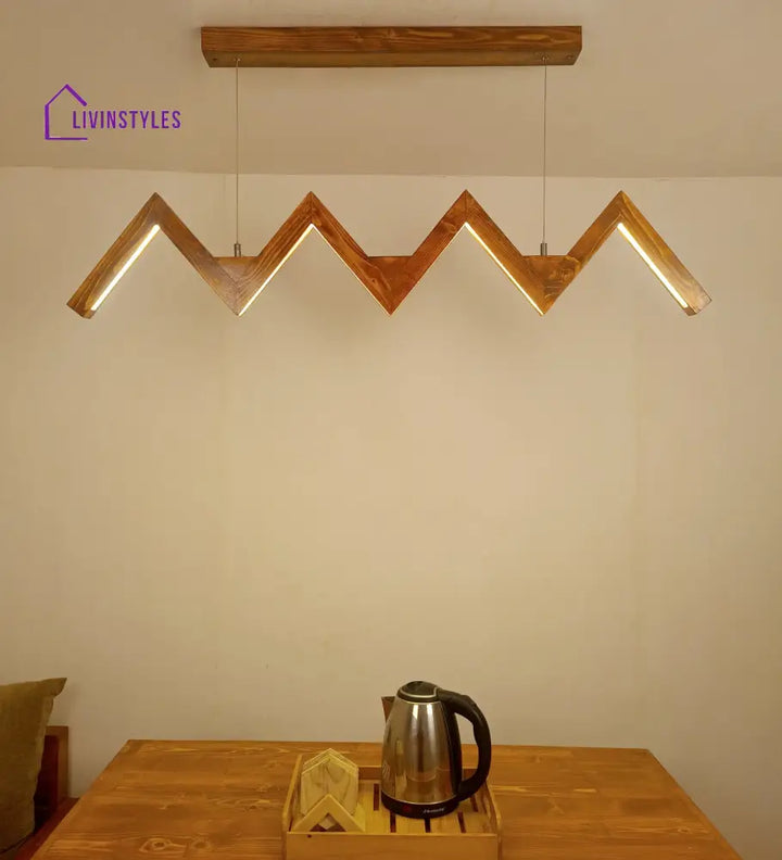 Zigzag 48 Brown Wooden Led Hanging Lamp Lamps