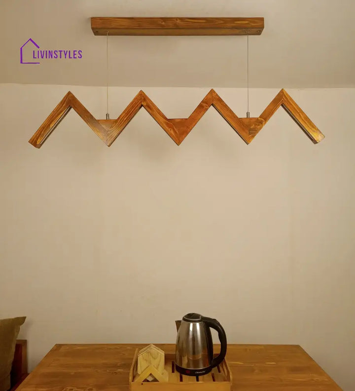 Zigzag 48 Brown Wooden Led Hanging Lamp Lamps