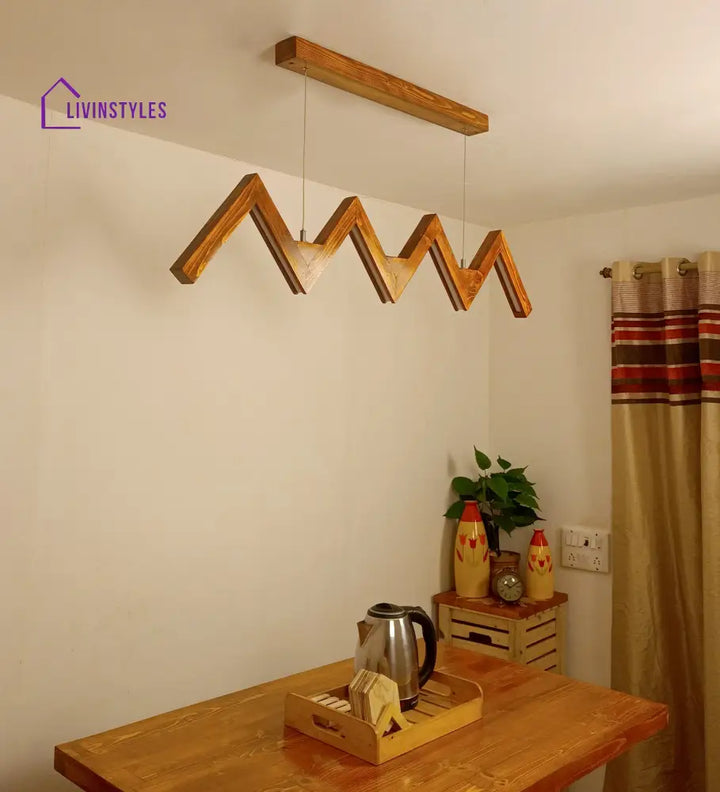 Zigzag 48 Brown Wooden Led Hanging Lamp Lamps