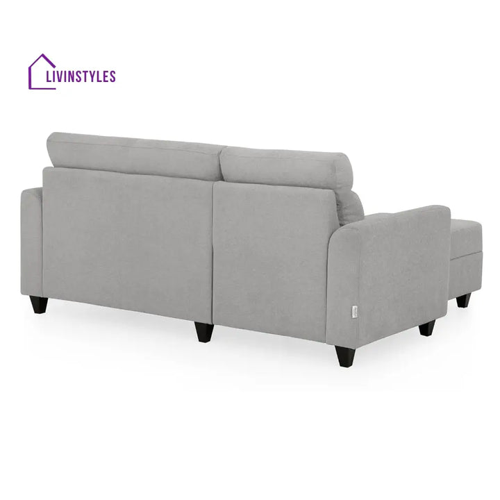 Zivo Plus Cloudy Gray Fabric Sofa Set 3 Seater Sofa with Lounger Sofa Cum Lounger