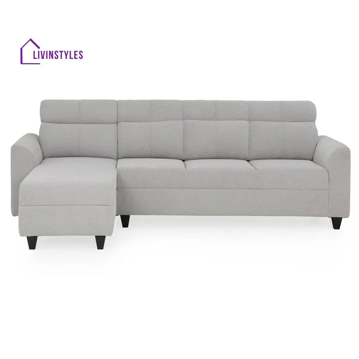 Zivo Plus Cloudy Gray Fabric Sofa Set 3 Seater Sofa with Lounger Sofa Cum Lounger