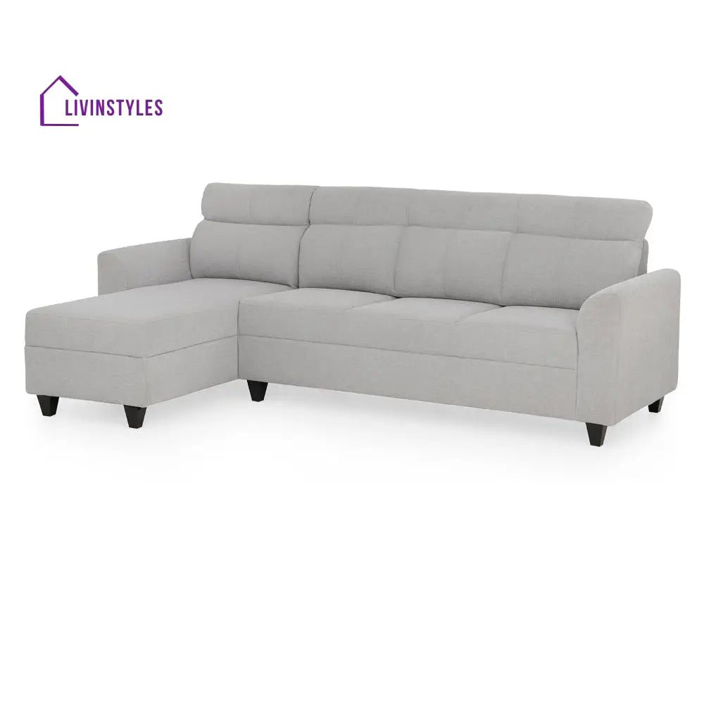 Zivo Plus Cloudy Gray Fabric Sofa Set 3 Seater Sofa with Lounger Sofa Cum Lounger