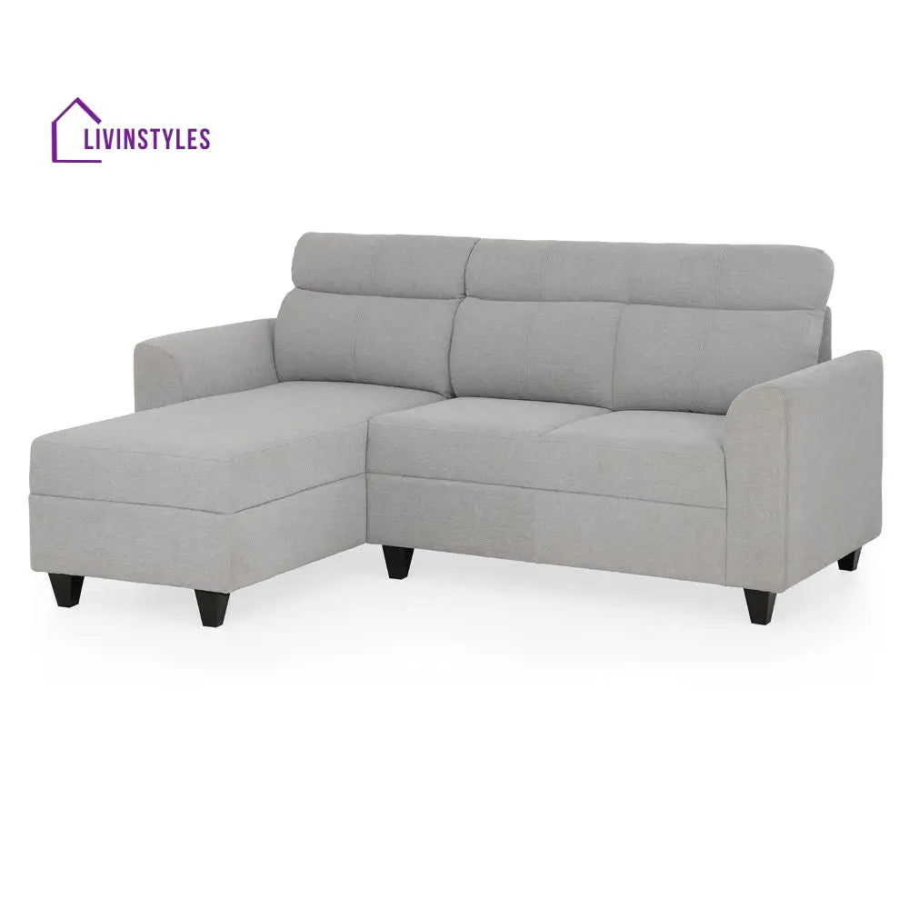 Zivo Plus Cloudy Gray Fabric Sofa Set 3 Seater Sofa with Lounger Sofa Cum Lounger