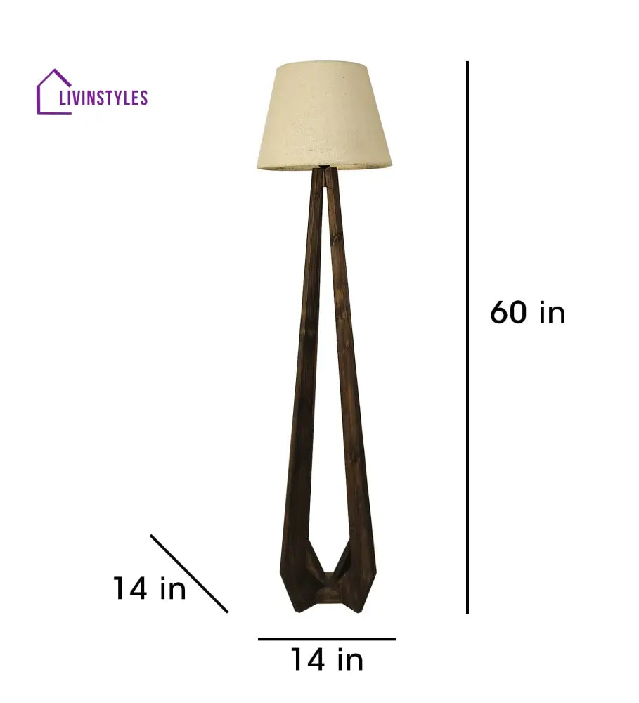 Zoe Wooden Floor Lamp With Brown Base And Jute Fabric Lampshade Lamps